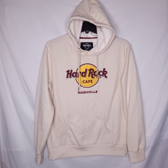 Hard Rock Cafe Hoodie Mens XL Cream Fleece Nashville Pullover - Picture 1 of 11